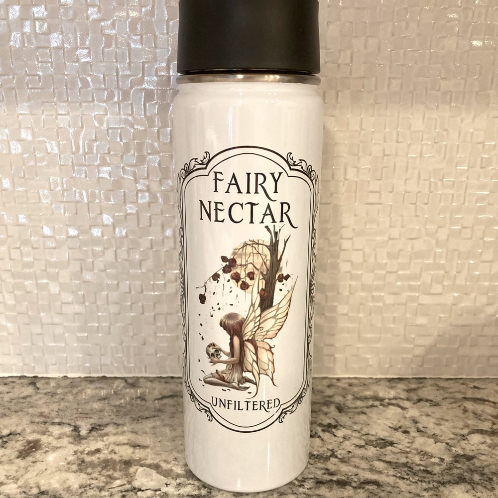 Enchanting Elixir: Vintage Fairy Nectar Water Bottle - 22 Oz. Stainless Steel